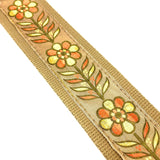 Handmade 60's Style Floral Hendrix Hemp Guitar Strap by VTAR, Made with Vegan Leather. For Acoustic, Bass and Electric (Beige Hemp OYF) - 1to1 Music