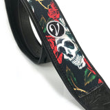 Guitar Strap - Vegan Padded Skull and Rose by Vtar