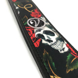 Guitar Strap - Vegan Padded Skull and Rose by Vtar