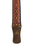 Handmade 60s 70s Magic Carpet Clapton Guitar Strap by VTAR, Made with Vegan Leather. For Acoustic, Bass and Electric