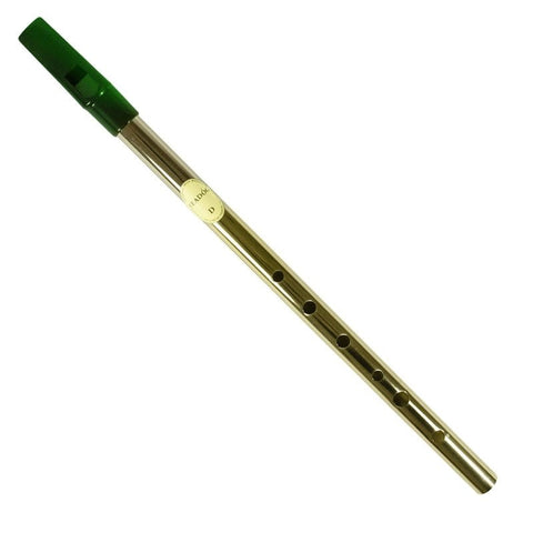 Tin Whistle Feadog Brass D Whistle, Green Top