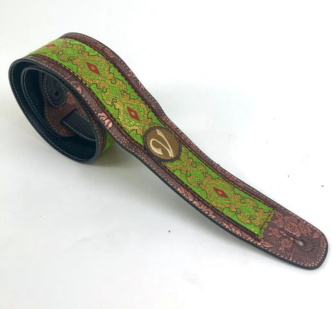 Handmade 60's 70's Woodstock Guitar Strap by VTAR, Made with Vegan Leather. (Grateful Dead Strap)