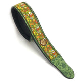 Handmade Padded Flower Power Vegan Vtar Psychedelic Guitar Acoustic Strap Green Floral