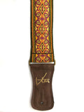 Handmade 60s 70s Magic Carpet Hendrix Guitar Strap by VTAR, Made with Vegan Leather. For Acoustic, Bass and Electric