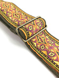 Handmade 60s 70s Magic Carpet Hendrix Guitar Strap by VTAR, Made with Vegan Leather. For Acoustic, Bass and Electric