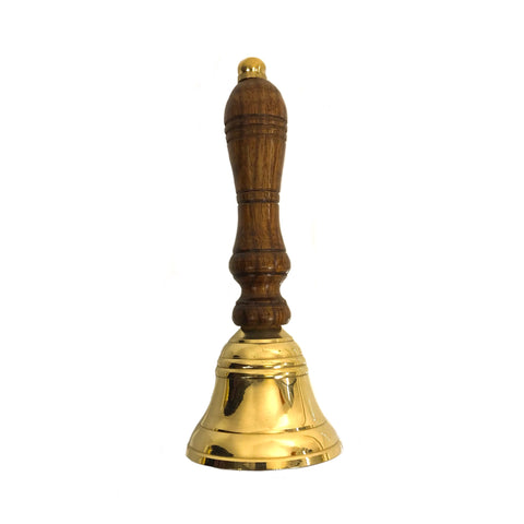 The Ventiano Small Brass Hand Bell with Wooden Handle - Tuned to F# – 1 to  1 Music