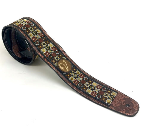 Handmade 60's 70's Woodstock Guitar Strap by VTAR, Made with Vegan Leather. (The Jimi Strap)