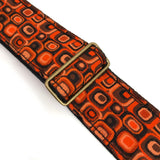 Brown Mod 60’s 70’s Retro Guitar Strap by Vtar, Made with Vegan Leather. For Acoustic, Bass and Electric