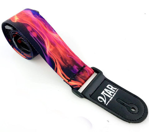 Vtar Vegan Bright Neon Flame Acoustic Electric Guitar Strap with Adjustable Length