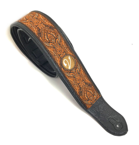 Retro Luxury Vegan Vtar Jacquard Guitar Bass Strap - Norwegian Wood