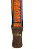 Handmade 60s 70s Magic Carpet Jimmy Page Guitar Strap by VTAR, Made with Vegan Leather. For Acoustic, Bass and Electric