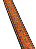Handmade 60s 70s Magic Carpet Jimmy Page Guitar Strap by VTAR, Made with Vegan Leather. For Acoustic, Bass and Electric