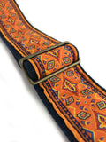 Handmade 60s 70s Magic Carpet Jimmy Page Guitar Strap by VTAR, Made with Vegan Leather. For Acoustic, Bass and Electric