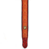 Retro Luxury Vegan Vtar Jacquard Guitar Bass Strap - Orange Red House