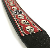 Guitar Strap - Vegan Padded Red Metal Skull by Vtar