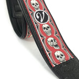 Guitar Strap - Vegan Padded Red Metal Skull by Vtar