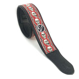 Guitar Strap - Vegan Padded Red Metal Skull by Vtar