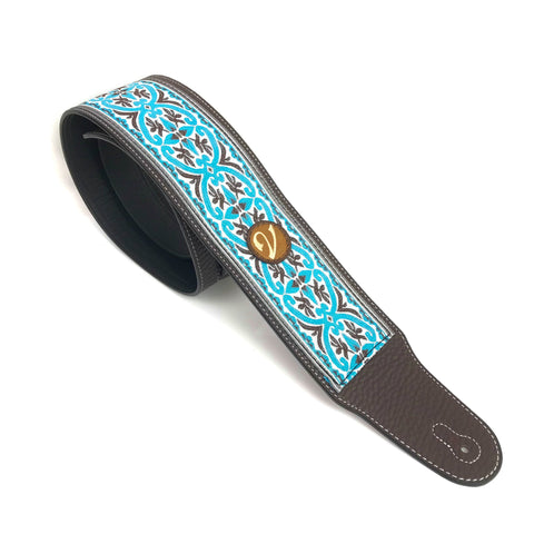 Classic Collection Stormy Blues Guitar Strap by Vtar, Made with Vegan Leather For Acoustic, Bass and Electric