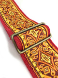 Handmade 60s 70s Magic Carpet Van Halen Guitar Strap by VTAR, Made with Vegan Leather. For Acoustic, Bass and Electric