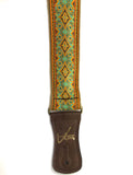 Handmade 60s 70s Magic Carpet Zappa Guitar Strap by VTAR, Made with Vegan Leather. For Acoustic, Bass and Electric