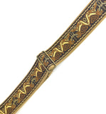Handmade Irish Celtic Beast Hemp Guitar Strap by VTAR, Made with Brown Vegan Leather & Brass Details Acoustic, Bass and Electric
