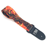 Vtar Orange Flame Tribal Dragon Design Acoustic Electric Vegan Guitar Strap with Adjustable Length