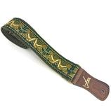 Handmade Irish Celtic Beast Hemp Guitar Strap by VTAR, Made with Brown Vegan Leather & Brass Details Acoustic, Bass and Electric