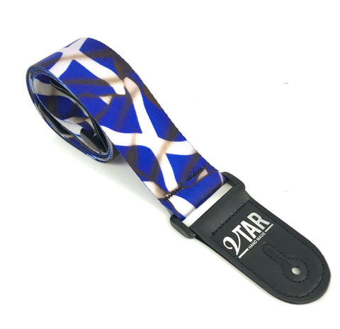Vtar Scottish Saltire Flag Style Blue and White Vegan Guitar Strap with 6 Free Plectrums