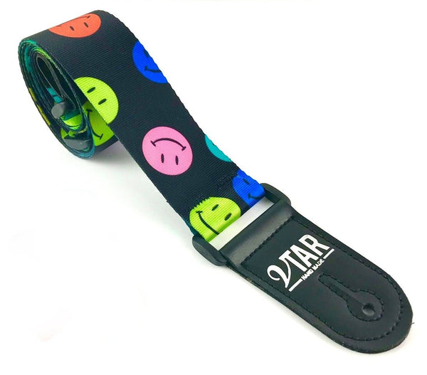 Vtar Vegan Smiley Faces Vegan Guitar Strap UK Made 1 to 1 Music