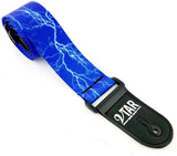 Vtar Blue Thunder Lightning Bolt Design Acoustic Electric Vegan Guitar Strap with Adjustable Length