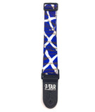 Vtar Scottish Saltire Flag Style Blue and White Vegan Guitar Strap with 6 Free Plectrums - 1to1 Music