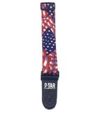 Vtar USA American Stars and Stripes Flag Style Blue and White Vegan Guitar Strap - 1to1 Music